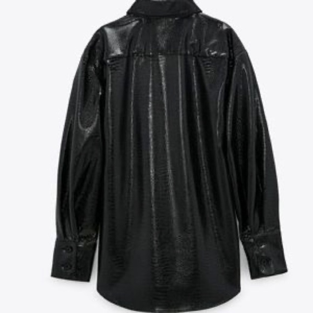 Zara Black Textured Button-Up Shirt - Picture 2 of 3